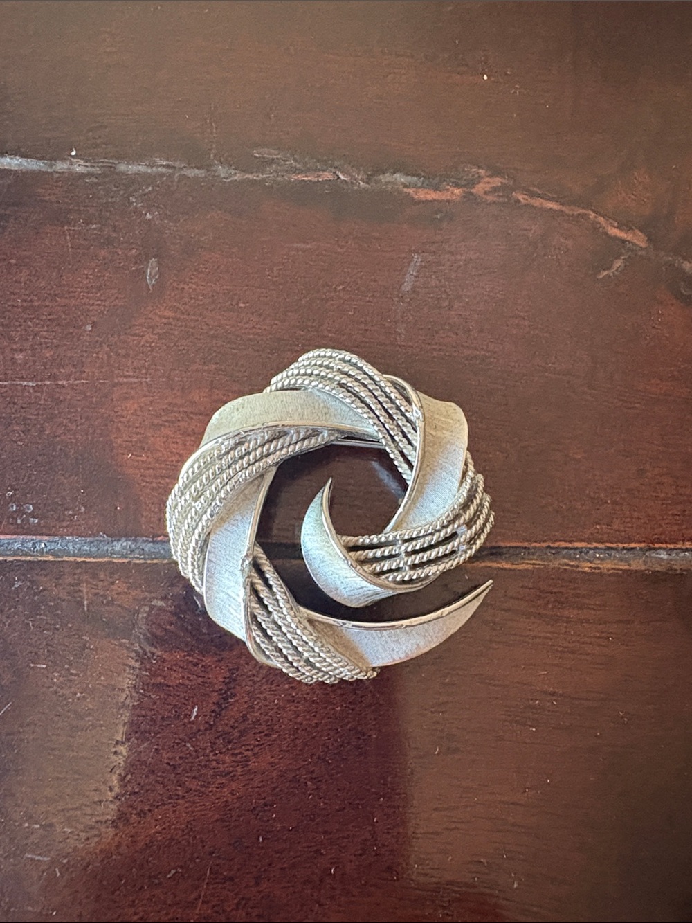 Vintage Crown Trifari Silver-Tone Swirl Brooch